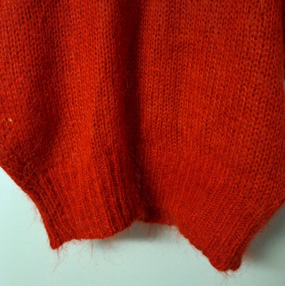 Vintage Cassidy Mohair Blend Cap Sleeve Oversize Crochet Knit Sweater Y2K Red - Picture 7 of 13